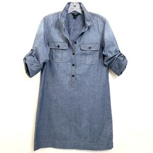 Nwot J.Crew Medium Wash Denim Chambray Longsleeve Shirtdress